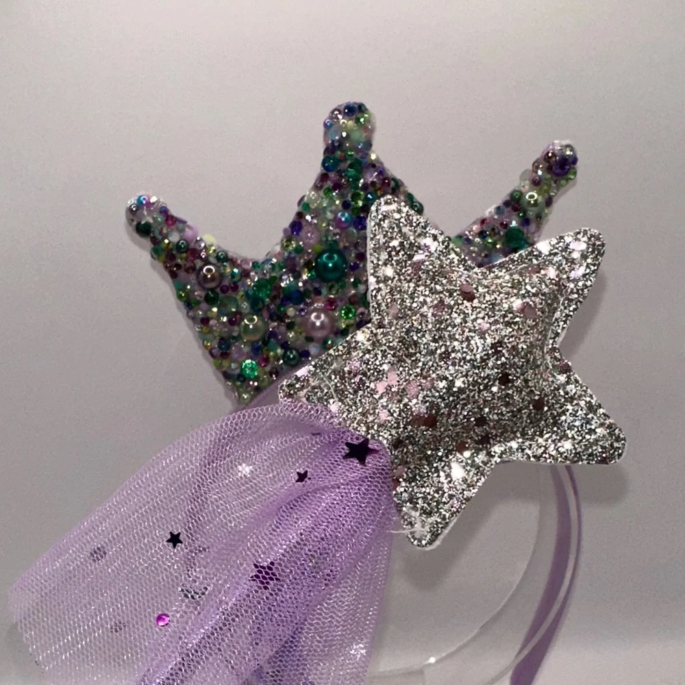 Princess Ariel Little Mermaid Inspired Rhinestone Tiara Wand and Headband